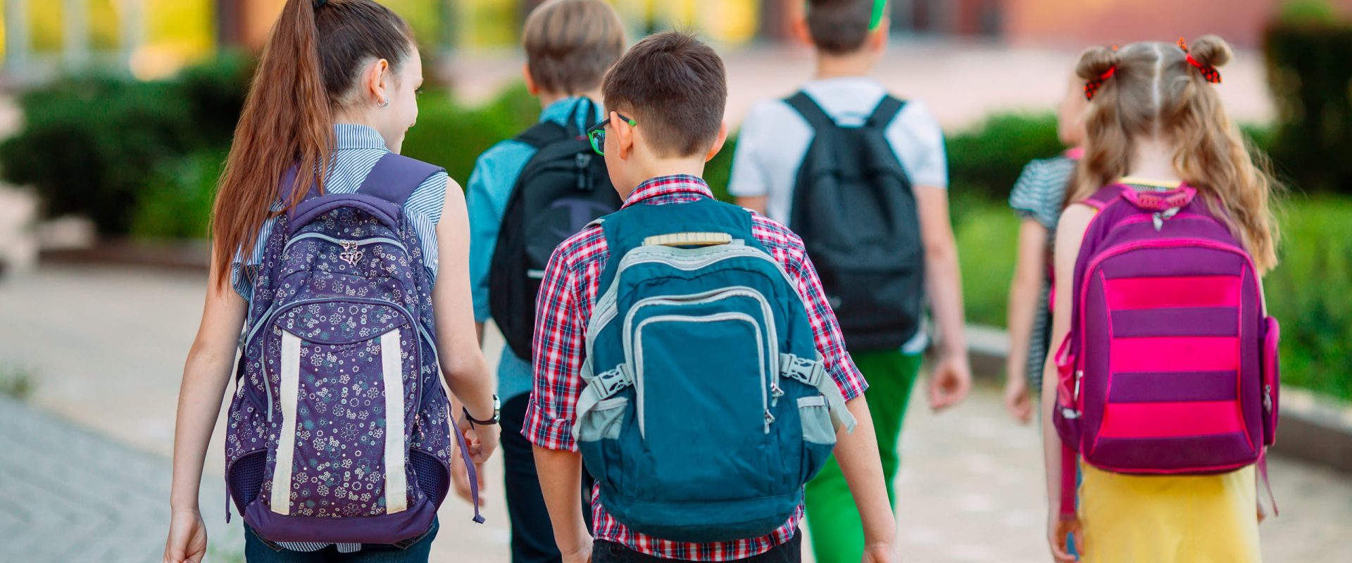 Group of kids going to school together